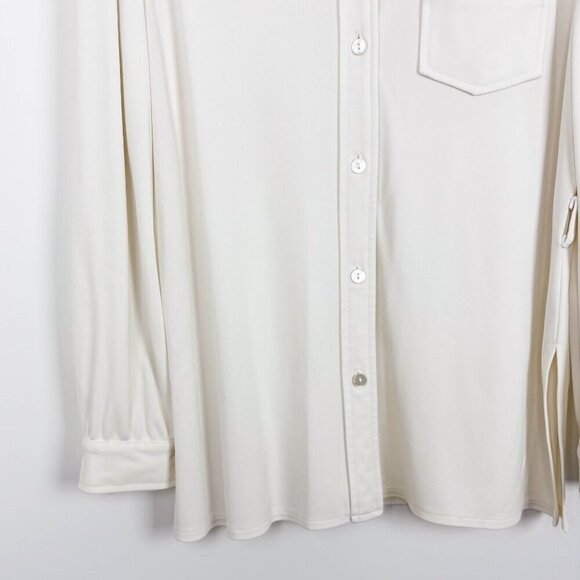Franco Mirabelli Vintage Off White Button Up Blouse Medium Preppy - Picture 5 of 7